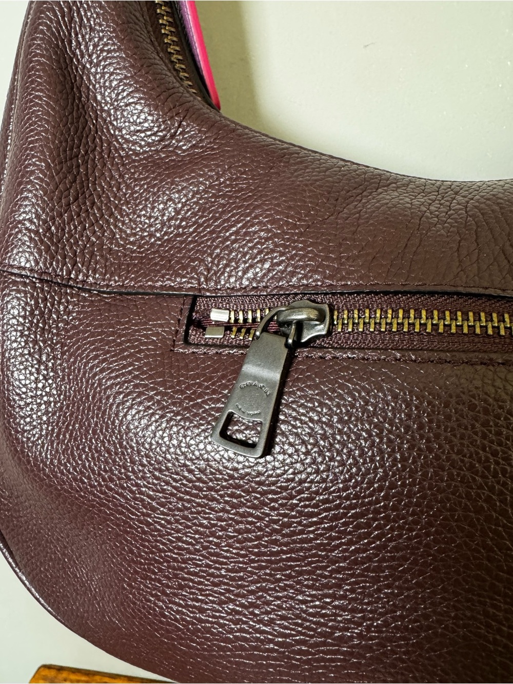 Coach Pebbled Leather Plum Hobo Shoulder Bag F29817 - Picture 10 of 14